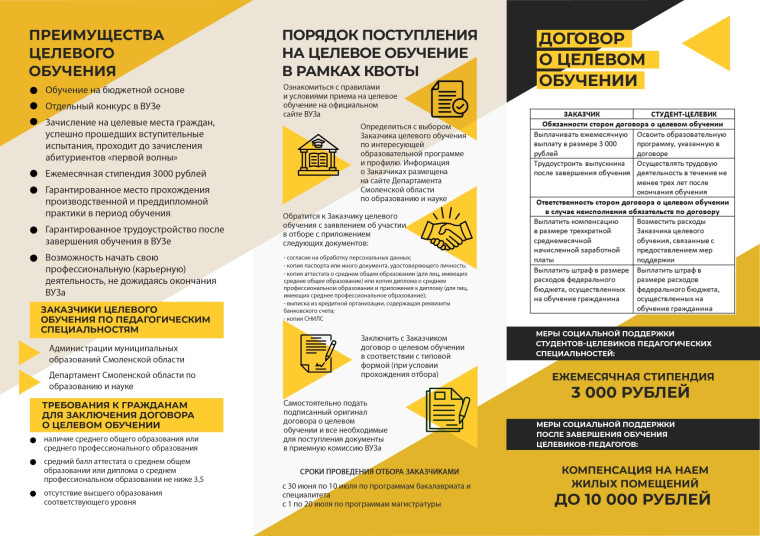 Квота на целевое обучение по педагогическим специальностям в 2023 году в СмолГУ.